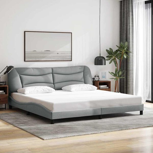 vidaXL Cadre de lit sans matelas Hvar gris clair 200x200 cm tissu