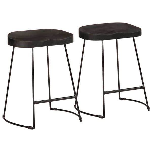 vidaXL Tabourets de bar lot de 2 noir 46x38x52 cm bois manguier massif