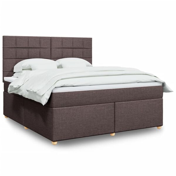 vidaXL Sommier &agrave; lattes de lit avec matelas Marron fonc&eacute; 180x200 cm