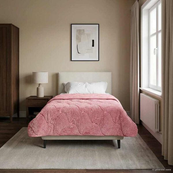 vidaXL Duvet complet toute l'ann&eacute;e Matelass&eacute; Rose 155 x 200 cm