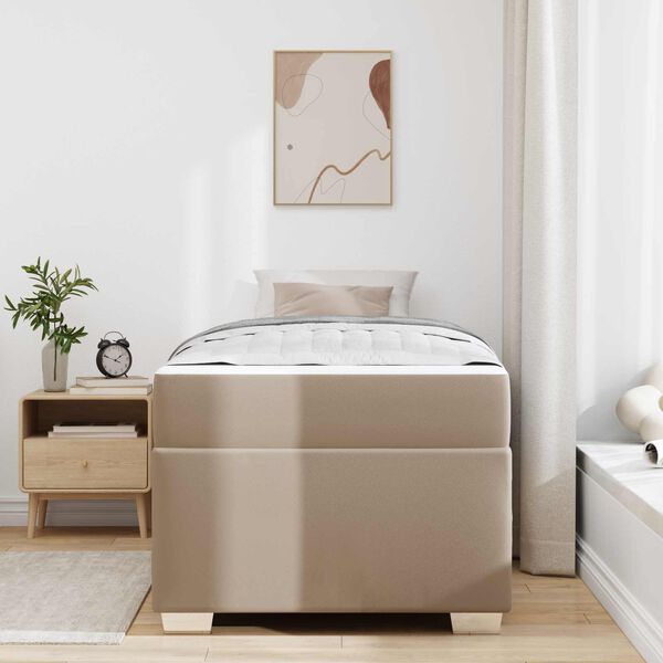vidaXL Cadre de lit avec matelas Cappuccino 90 x 200 cm tissu