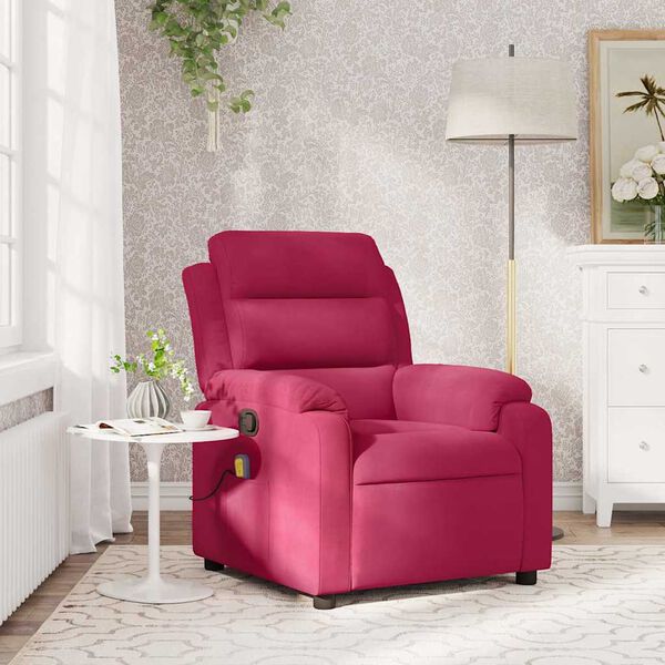 vidaXL Fauteuil de massage inclinable rouge bordeaux velours