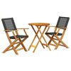 vidaXL Ensemble de bistro 3 pcs noir r&eacute;sine tress&eacute;e et bois massif