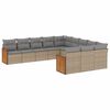 vidaXL Salon de jardin 11 pcs avec coussins beige r&eacute;sine tress&eacute;e