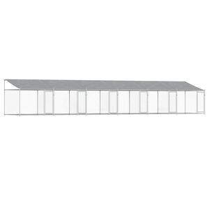 vidaXL Cage pour chien avec toit/portes gris 12x2x2 m acier galvanis&eacute;