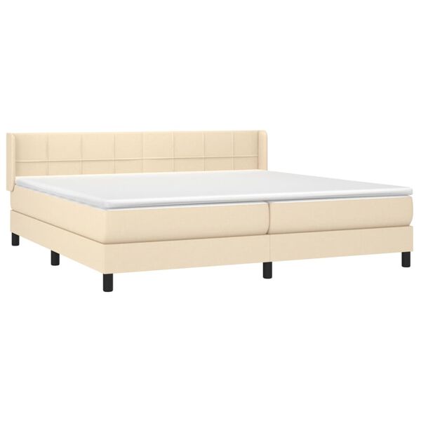 vidaXL Sommier &agrave; lattes de lit avec matelas Cr&egrave;me 200x200 cm Tissu