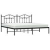 vidaXL Cadre de lit m&eacute;tal sans matelas avec t&ecirc;te de lit noir 200x200cm
