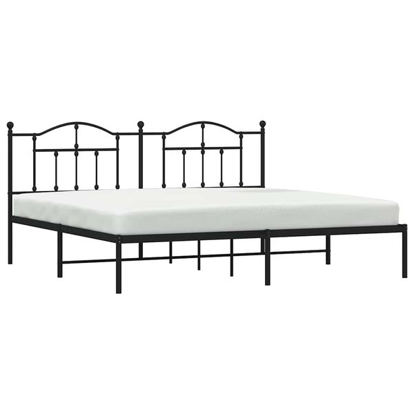 vidaXL Cadre de lit m&eacute;tal sans matelas avec t&ecirc;te de lit noir 200x200cm