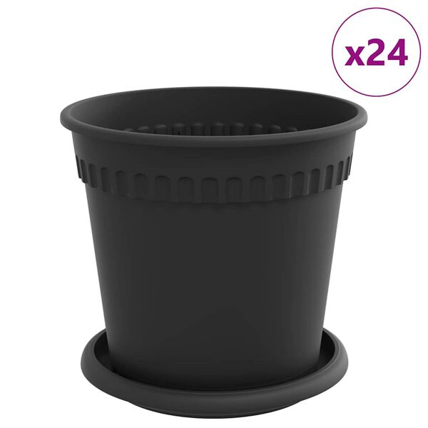 vidaXL Pots de plantes 24 pcs Noir &Oslash; 17 x 14 cm Plastique