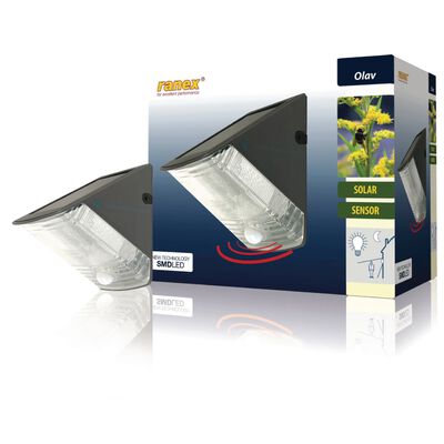 Ranex Lampe murale solaire avec capteur PIR 0,5 W Noir 5000.261