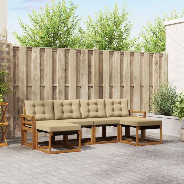 vidaXL Ensemble de canap&eacute;s d'ext&eacute;rieur 6 pcs Naturel et Beige