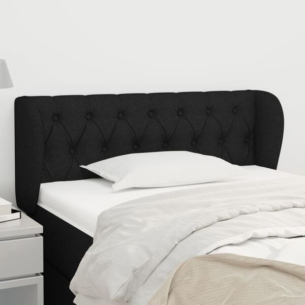 vidaXL T&ecirc;te de lit avec oreilles Noir 93x23x78/88 cm Tissu