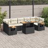 vidaXL Salon de jardin avec coussins 8 pcs noir résine tressée acacia