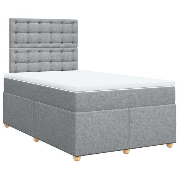 vidaXL Sommier &agrave; lattes de lit et matelas gris clair 120x190 cm tissu
