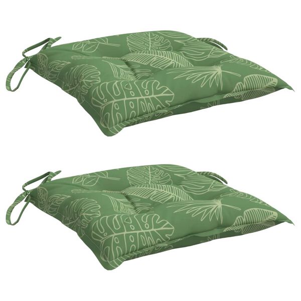 vidaXL Coussins de chaise lot de 2 à motif de feuilles 50x50x7 cm