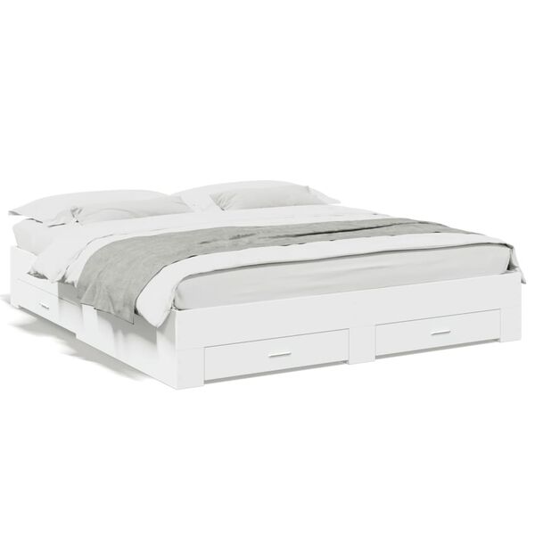 vidaXL Cadre de lit avec tiroirs sans matelas blanc 180x200 cm