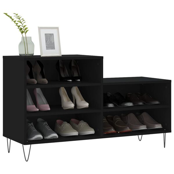 vidaXL Armoire à chaussures Noir 102x36x60 cm Bois d'ingénierie