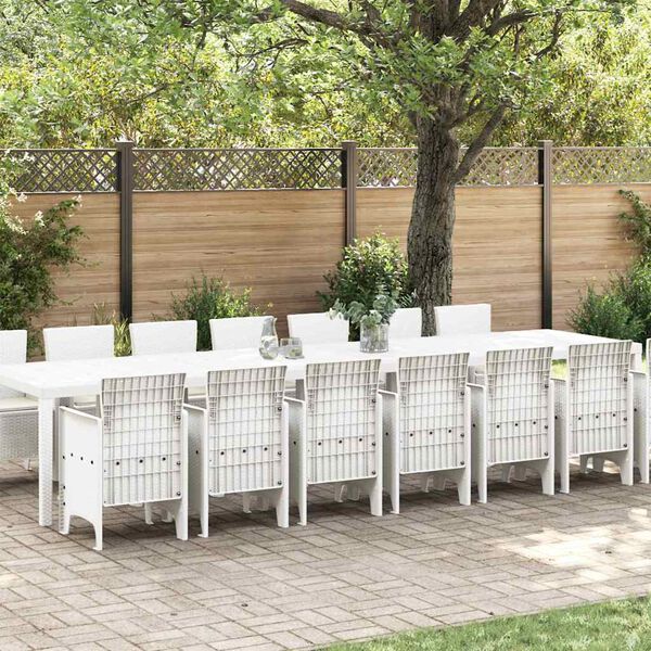 vidaXL Ensemble de salle &agrave; manger de jardin avec coussins 15 pcs Blanc