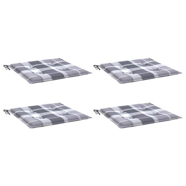 vidaXL Coussins de chaise de jardin lot de 4 carreaux gris 50x50x4 cm