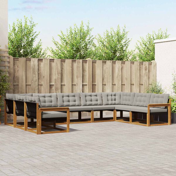 vidaXL Ensemble de canap&eacute;s d'ext&eacute;rieur 9 pcs Gris Naturel et Clair