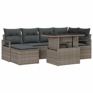 vidaXL Ensemble de canap&eacute; de jardin avec coussin 7 pcs Gris