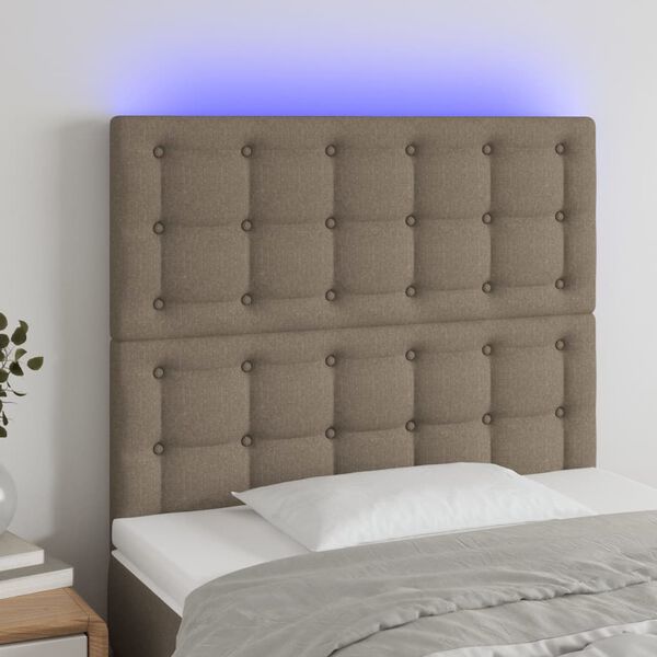 vidaXL T&ecirc;te de lit &agrave; LED Taupe 80x5x118/128 cm Tissu