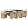 vidaXL Ensemble de salle &agrave; manger pour jardin 9 pcs Beige polyrotin