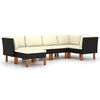 vidaXL Salon de jardin 6 pcs avec coussins R&eacute;sine tress&eacute;e Noir