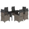 vidaXL Ensemble &agrave; manger de jardin et coussins 7 pcs gris rotin