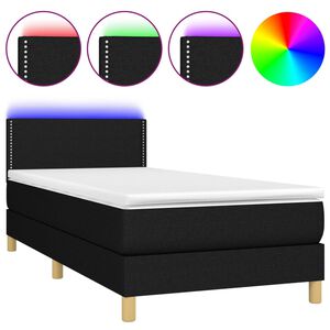 vidaXL Sommier &agrave; lattes de lit avec matelas et LED Noir 80x200cm Tissu