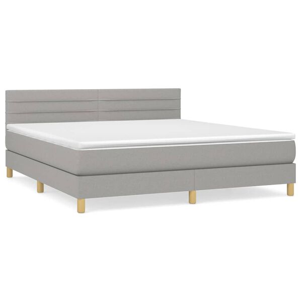 vidaXL Sommier &agrave; lattes de lit avec matelas Gris clair 180x200cm Tissu