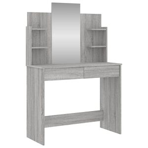 vidaXL Coiffeuse avec miroir sonoma gris 96x39x142 cm