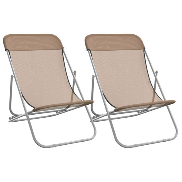 vidaXL Chaises plage pliantes lot de 2 textil&egrave;ne acier enduit poudre