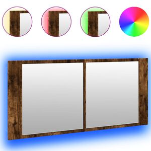 vidaXL Armoire &agrave; miroir &agrave; LED de bain ch&ecirc;ne fum&eacute; 100x12x45 cm
