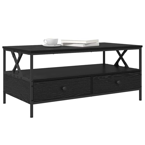 vidaXL Table basse Ch&ecirc;ne noir 100 x 51 x 45 cm Bois d'ing&eacute;nierie