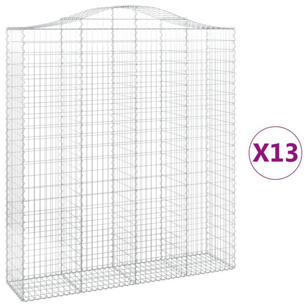 vidaXL Paniers &agrave; gabions arqu&eacute;s 13 pcs 200x50x220/240 cm Fer galvanis&eacute;