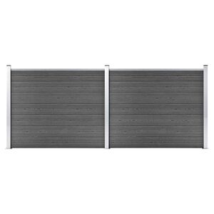 vidaXL Ensemble de panneau de cl&ocirc;ture WPC 353x146 cm Noir