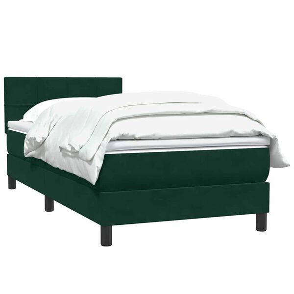 vidaXL Sommier &agrave; lattes de lit et matelas vert fonc&eacute; 90x220 cm velours