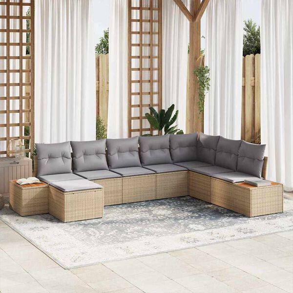 vidaXL Ensemble de canap&eacute; de jardin 8 pcs Beige et Gris clair