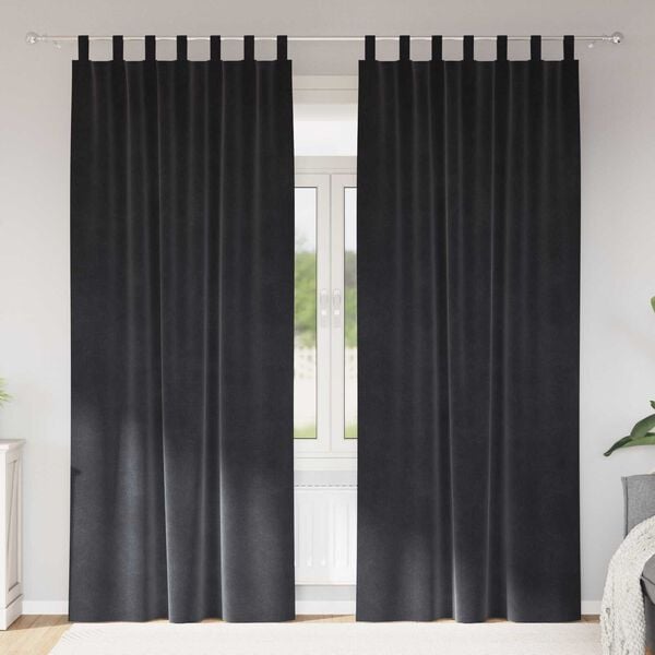 vidaXL Rideaux occultants 2 pcs Gris fonc&eacute; 140 x 260 cm Velours