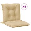 vidaXL Coussins de chaise &agrave; dossier bas lot de 4 beige m&eacute;lang&eacute; tissu