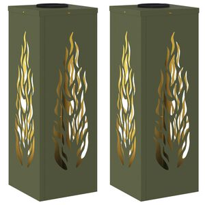 vidaXL Lumi&egrave;re de chemin LED solaire 2 pcs Vert olive