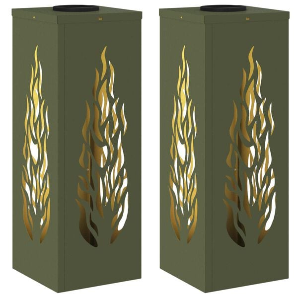 vidaXL Lumi&egrave;re de chemin LED solaire 2 pcs Vert olive