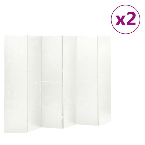 vidaXL Cloisons de s&eacute;paration 6 panneaux 2 pcs Blanc 240x180 cm Acier