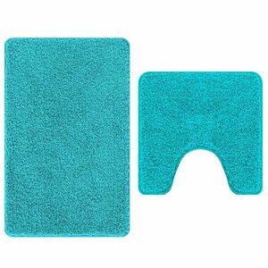 vidaXL Ensemble de tapis de bain antid&eacute;rapants 2 pc Turquoise PP