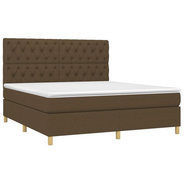 vidaXL Sommier &agrave; lattes de lit matelas et LED Marron fonc&eacute; 160x200 cm