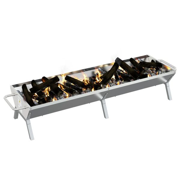 vidaXL Plateau pour barbecue Argent&eacute; 158x42x31 cm Acier inoxydable
