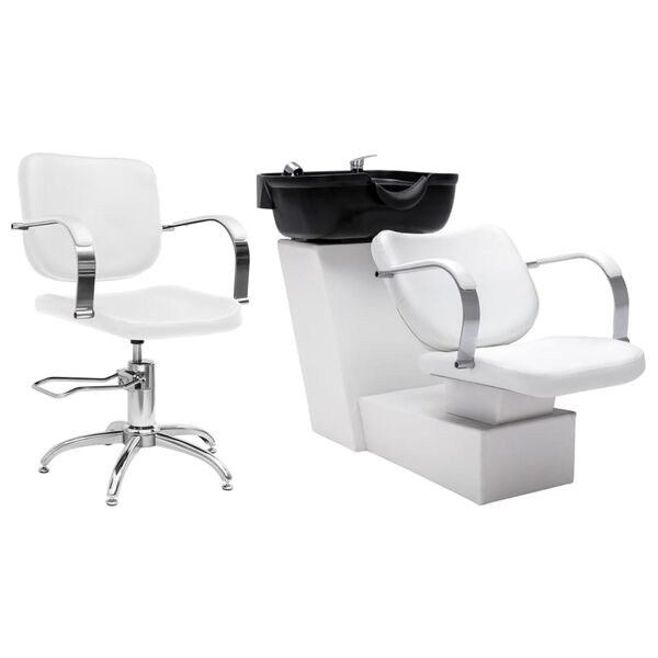vidaXL Unit&eacute; de rin&ccedil;age de shampoing avec chaise de salon Similicuir