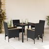 vidaXL Ensemble &agrave; manger de jardin et coussins 5 pcs noir rotin verre