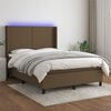 vidaXL Sommier &agrave; lattes de lit matelas et LED Marron fonc&eacute; 140x190 cm